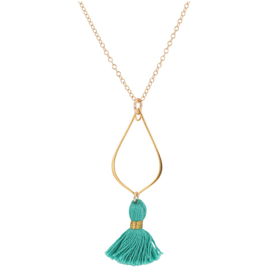 Gold Lotus Petal Tassel Necklace, #6201-yg