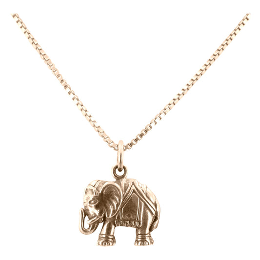 Elephant Necklace in Bronze on 18 inch Gold Fill Chain, #6245-brz