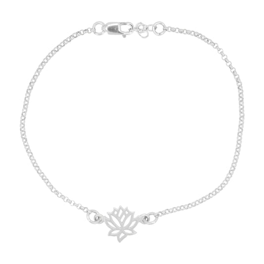 Tiny Delicate Sterling Silver Lotus Flower Bracelet, #6215-ss