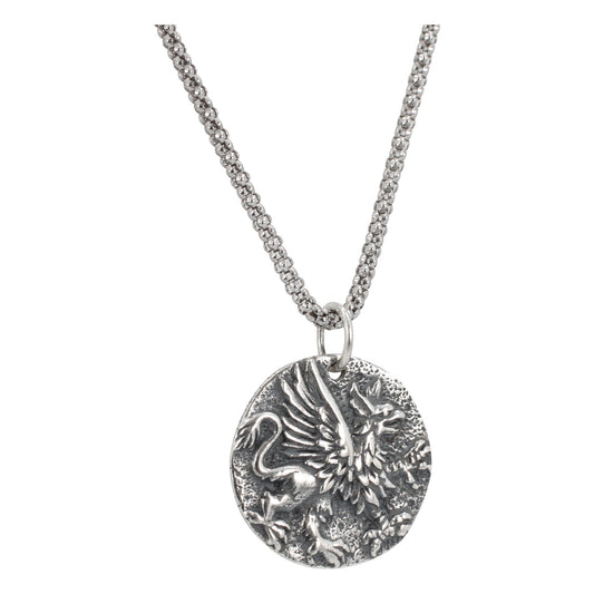 Griffin Coin Necklace in Sterling Silver #6230-ss