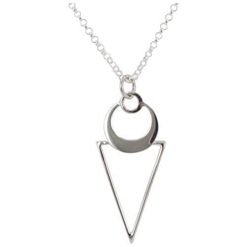 Triangle with Crescent Circle Necklace, #6282-ss