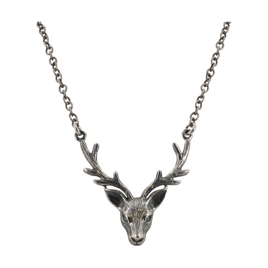 Buck Deer Head 32" Necklace in Sterling Silver