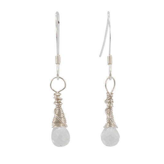 Small Clear Quartz Gemstone Earrings in Gold or Silver, #6431