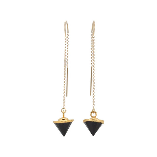 Gemstone Spike Gold Threader Dangle Earrings, #6454-yg