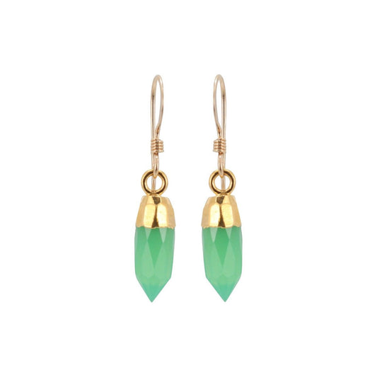 Chrysoprase and Gold Dangle Earrings, #6457-yg
