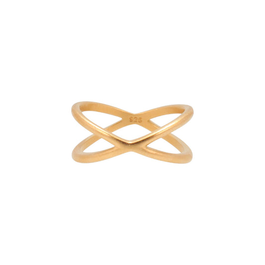 Criss Cross Ring in 24k Gold Plated Sterling Silver, #6493-yg