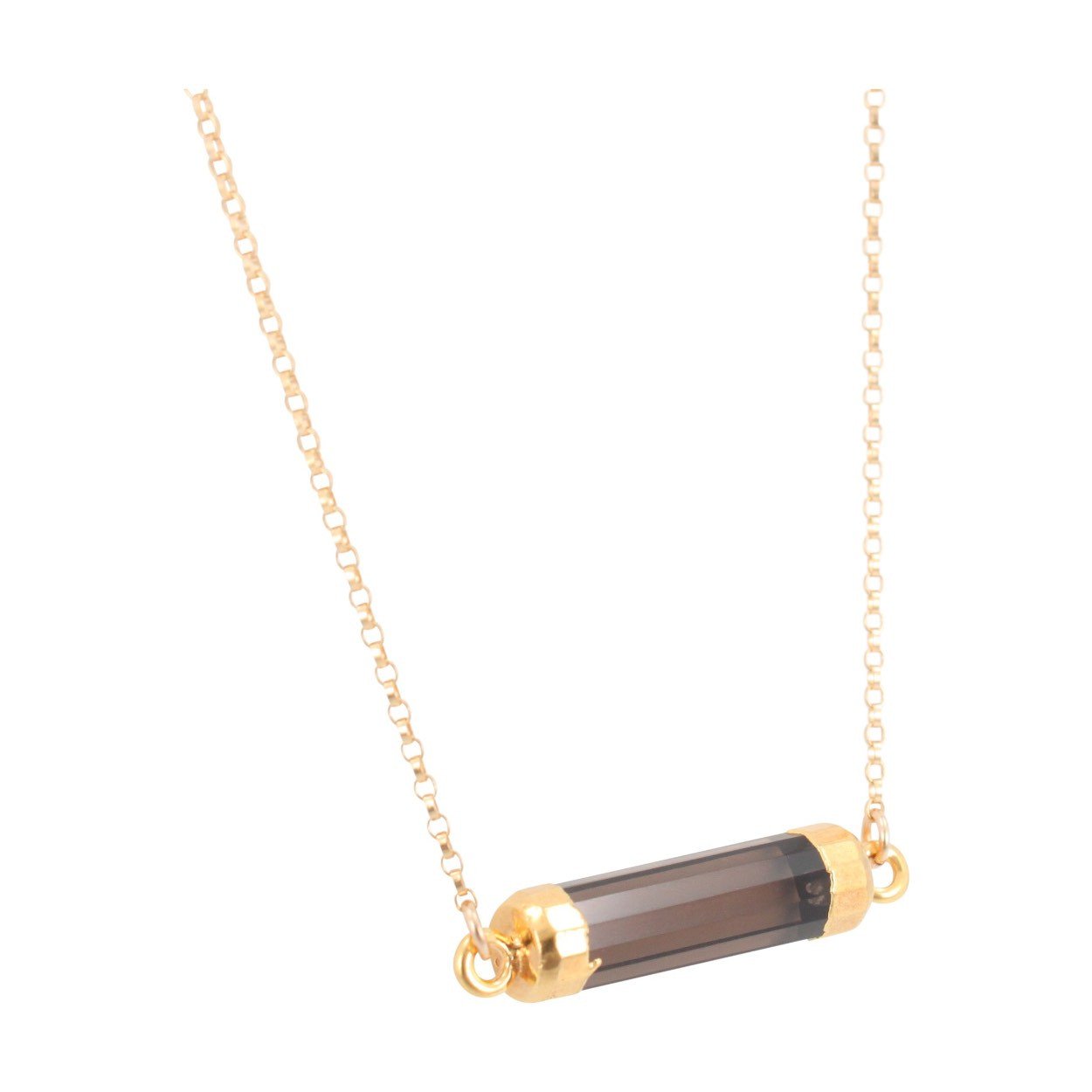 Gold Smokey Quartz Bar Necklace, #6504-yg