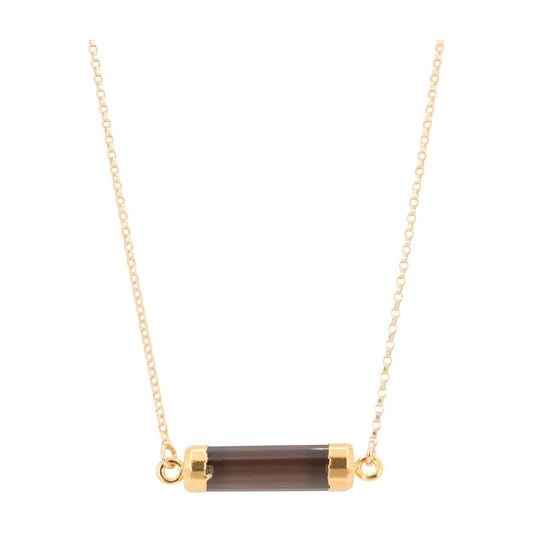 Gold Smokey Quartz Bar Necklace, #6504-yg