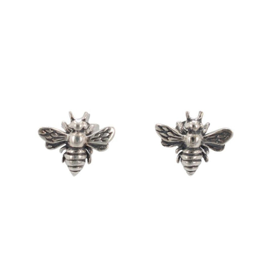Tiny Honey Bee Earrings in Sterling Silver, #6563-ss