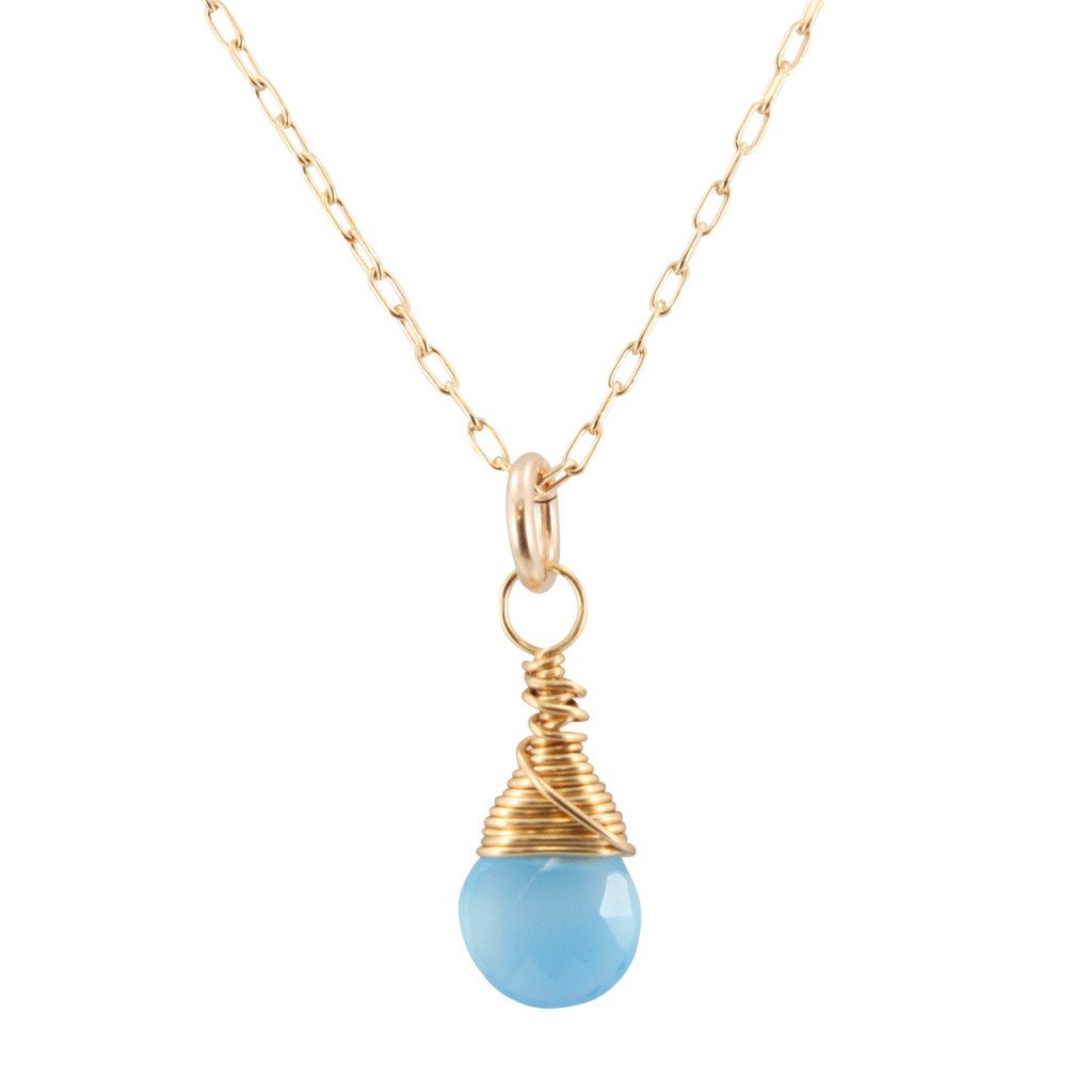 Blue Chalcedony Briolette Necklace, #6590-yg