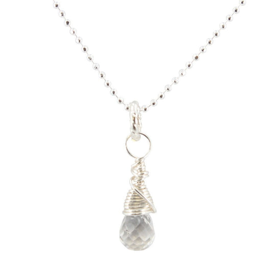 Crown Chakra - Crystal Quartz Briolette Necklace, #6590-ss