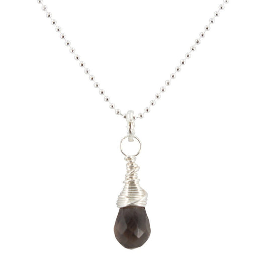 Smoky Quartz Briolette Necklace, #6590-ss