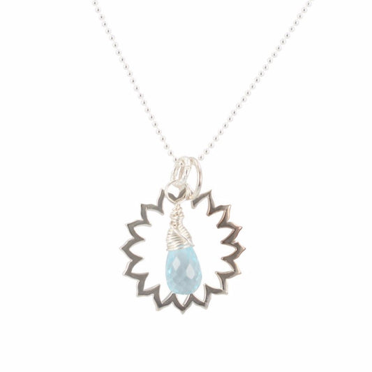 Blue Topaz Throat Chakra Necklace in Sterling Silver, #6731-ss