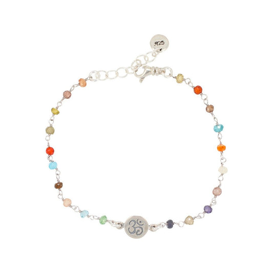 Multi-colored Zircon Gemstone OM (aum) Bracelet, #6843-ss