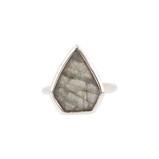 Geometric Labradorite Gemstone Ring in Silver, #6326-ss