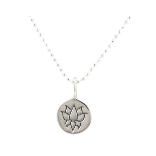 Tiny Round Lotus Flower Necklace, #6969-ss