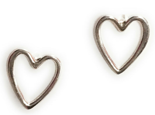 Small Heart Stud Earrings in Sterling Silver, #E014