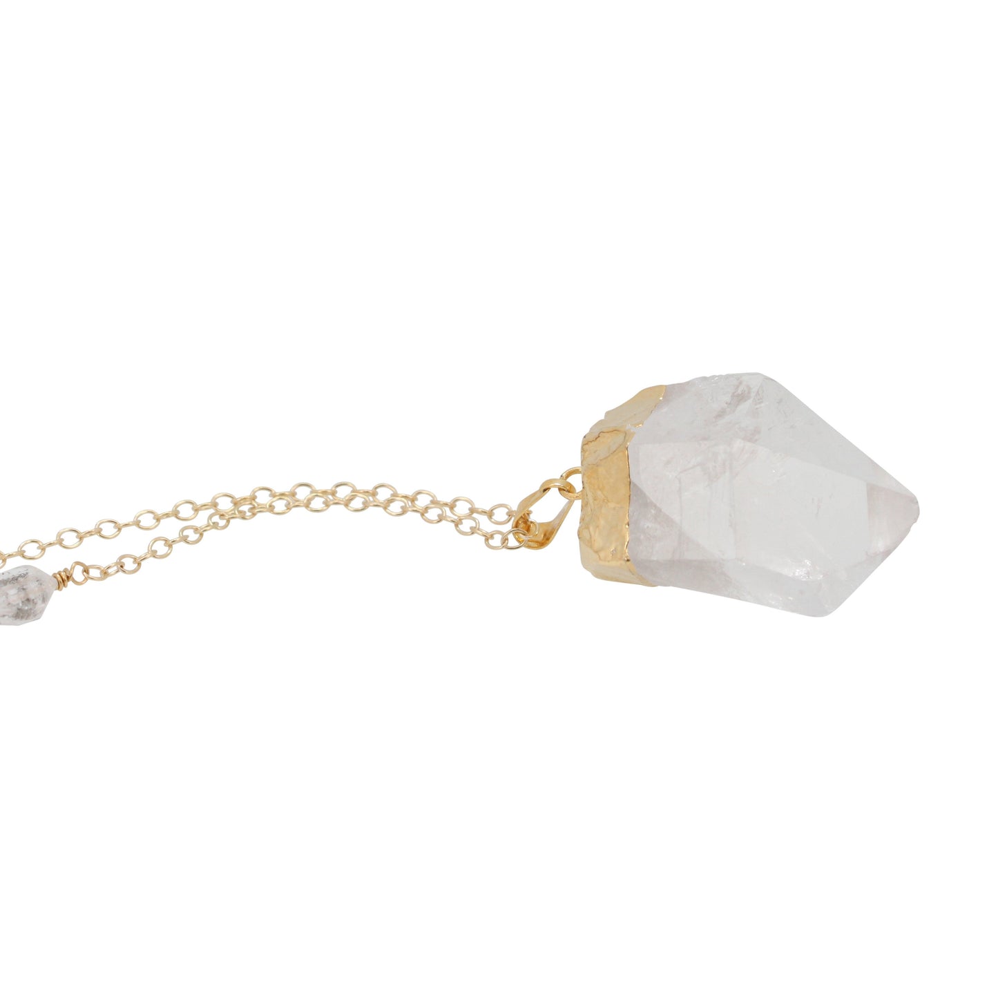 Clear Quartz Necklace with Herkimer Diamond on a 28" Chain, #6304-yg