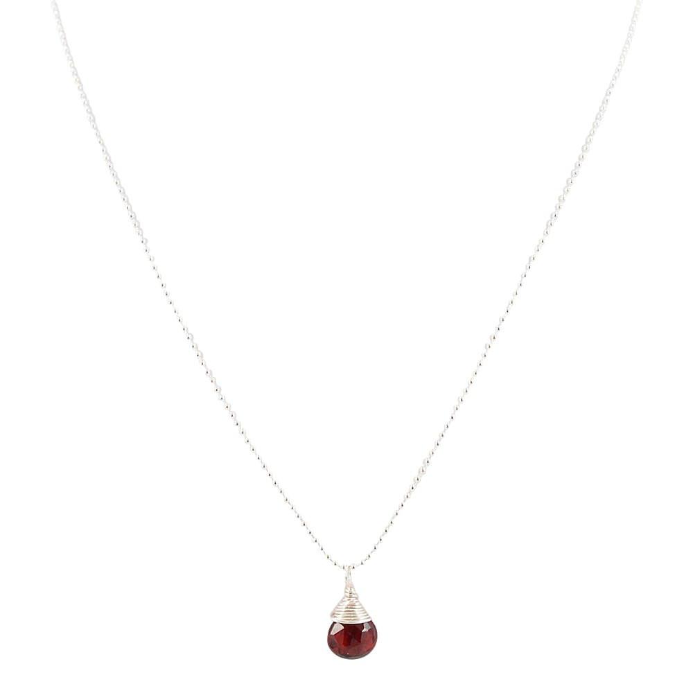 Faceted Garnet Gemstone Necklace in Sterling Silver, #7121-ss