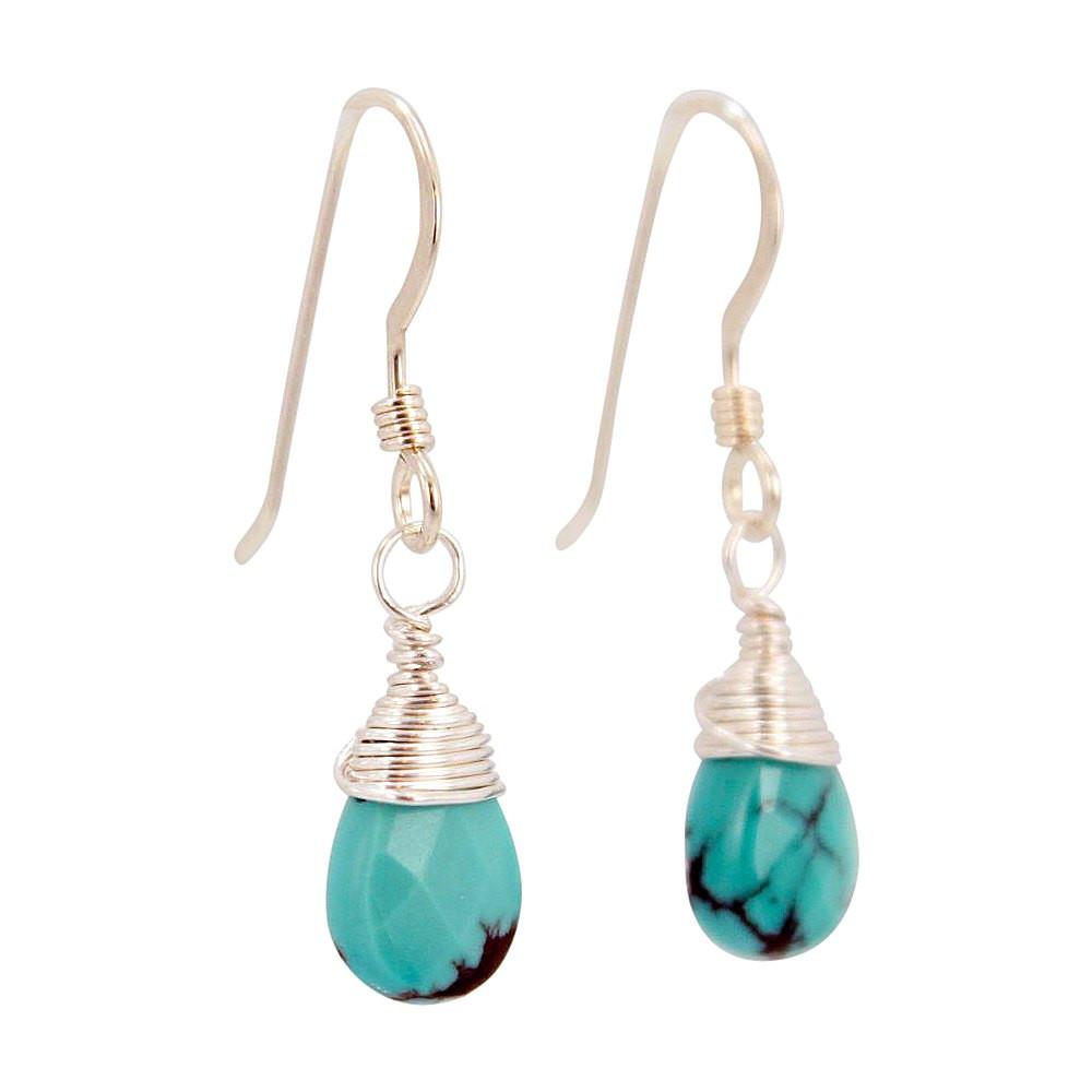 Throat Chakra - Turquoise Briolette Gemstone Earrings, #7122-ss