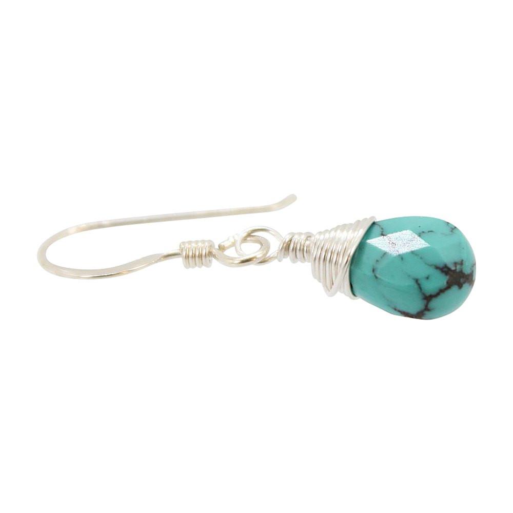 Throat Chakra - Turquoise Briolette Gemstone Earrings, #7122-ss