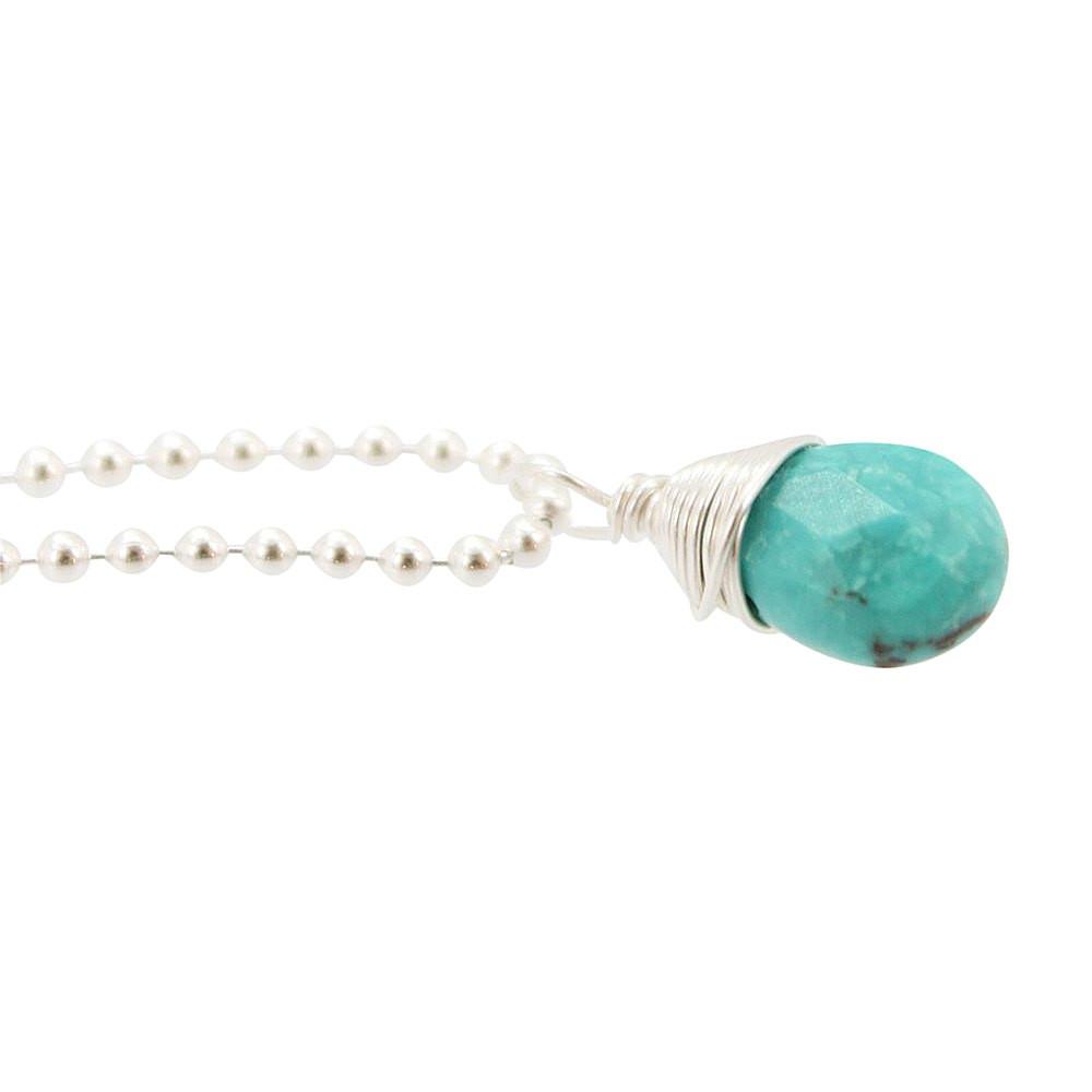 Throat Chakra - Turquoise Briolette Gemstone Necklace, #7123-ss