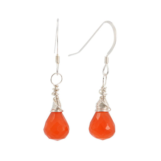 Carnelian Gemstone Earrings in Gold or Silver, #6431