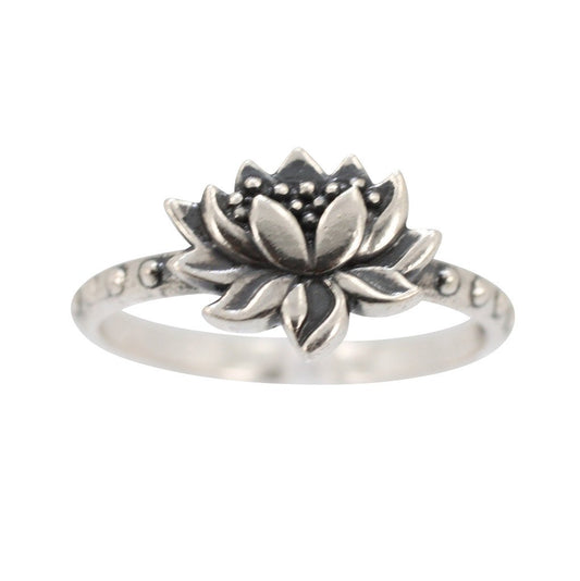 Detailed Lotus Ring in Sterling Silver, #7428-ss