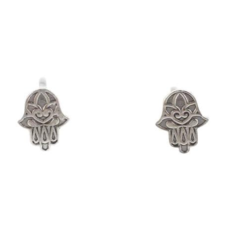 Tiny Decorative Hamsa Hand Post Earrings, #7432-ss