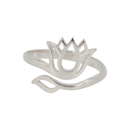 Adjustable Lotus Flower Ring in Sterling Silver, #7589-ss