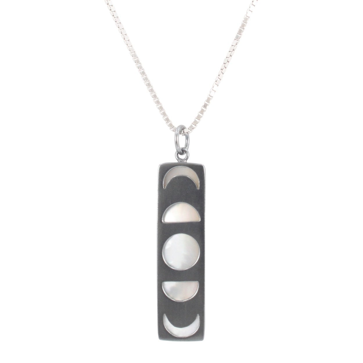 Lunar Moon Phase Necklace with Mother of Pearl, #6359-ss