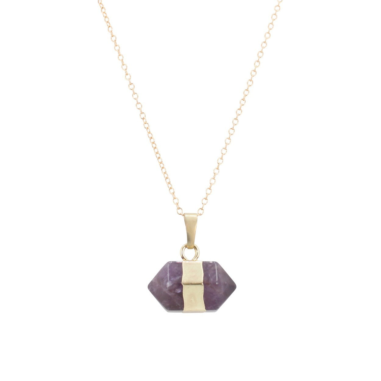 Amethyst Double Point Necklace, Crown Chakra, #6351-yg