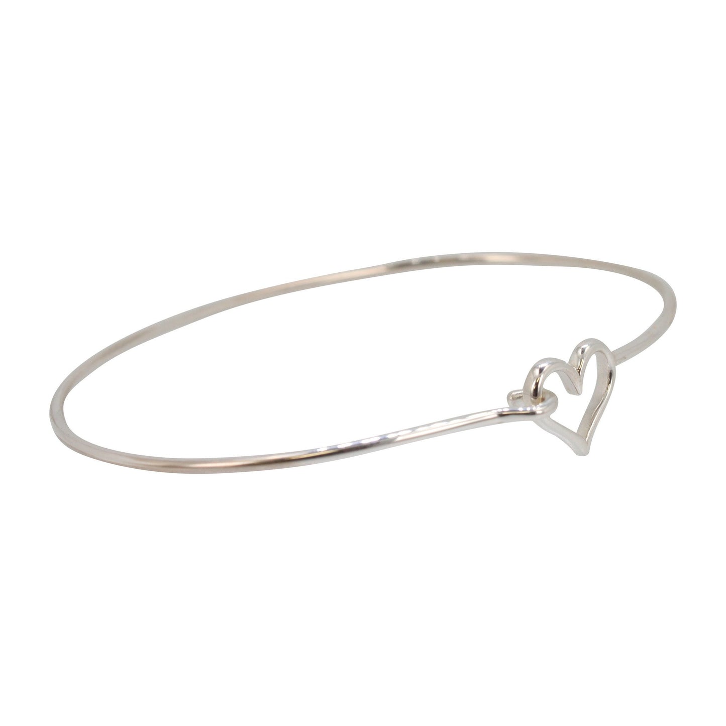 Sterling Silver Bangle Bracelet with Heart, #6496-ss