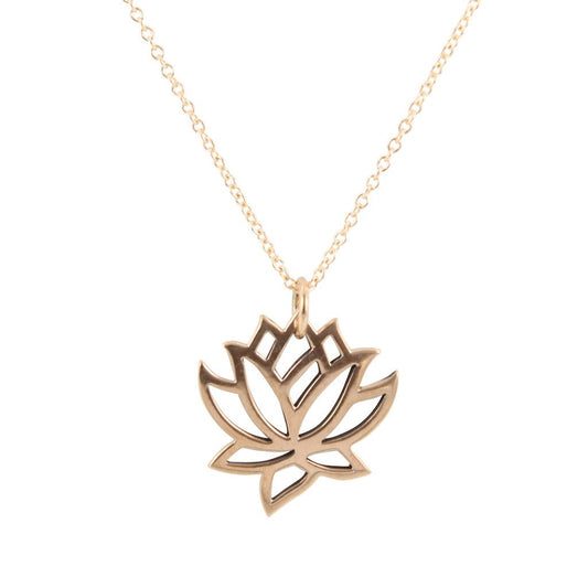 Bronze Lotus Necklace on Mini Rolo Chain, #6849-brz