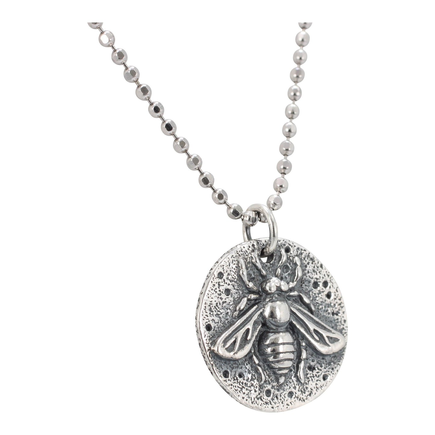 Bee Coin Necklace in Sterling Silver, #6205-ss