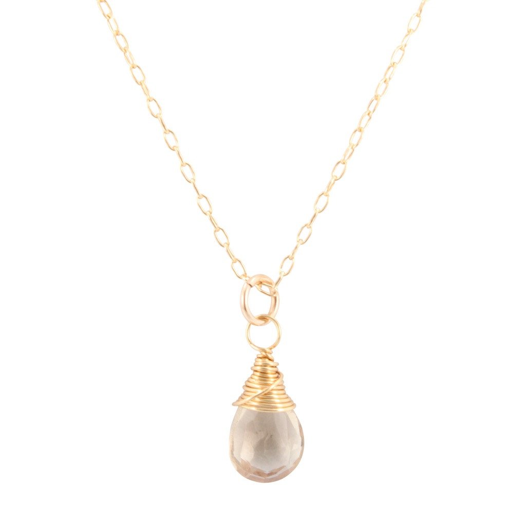 Champagne Quartz Briolette Necklace, #6590-yg