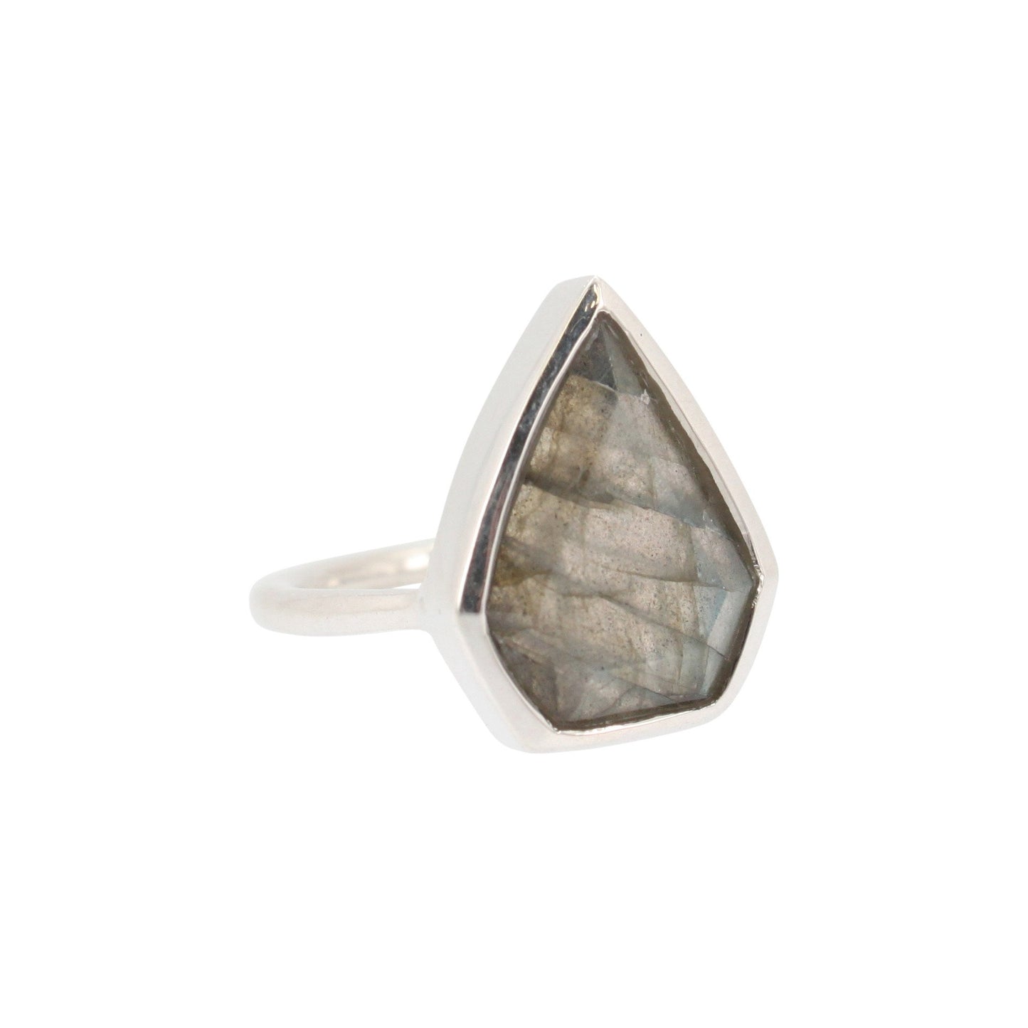 Geometric Labradorite Gemstone Ring in Silver, #6326-ss