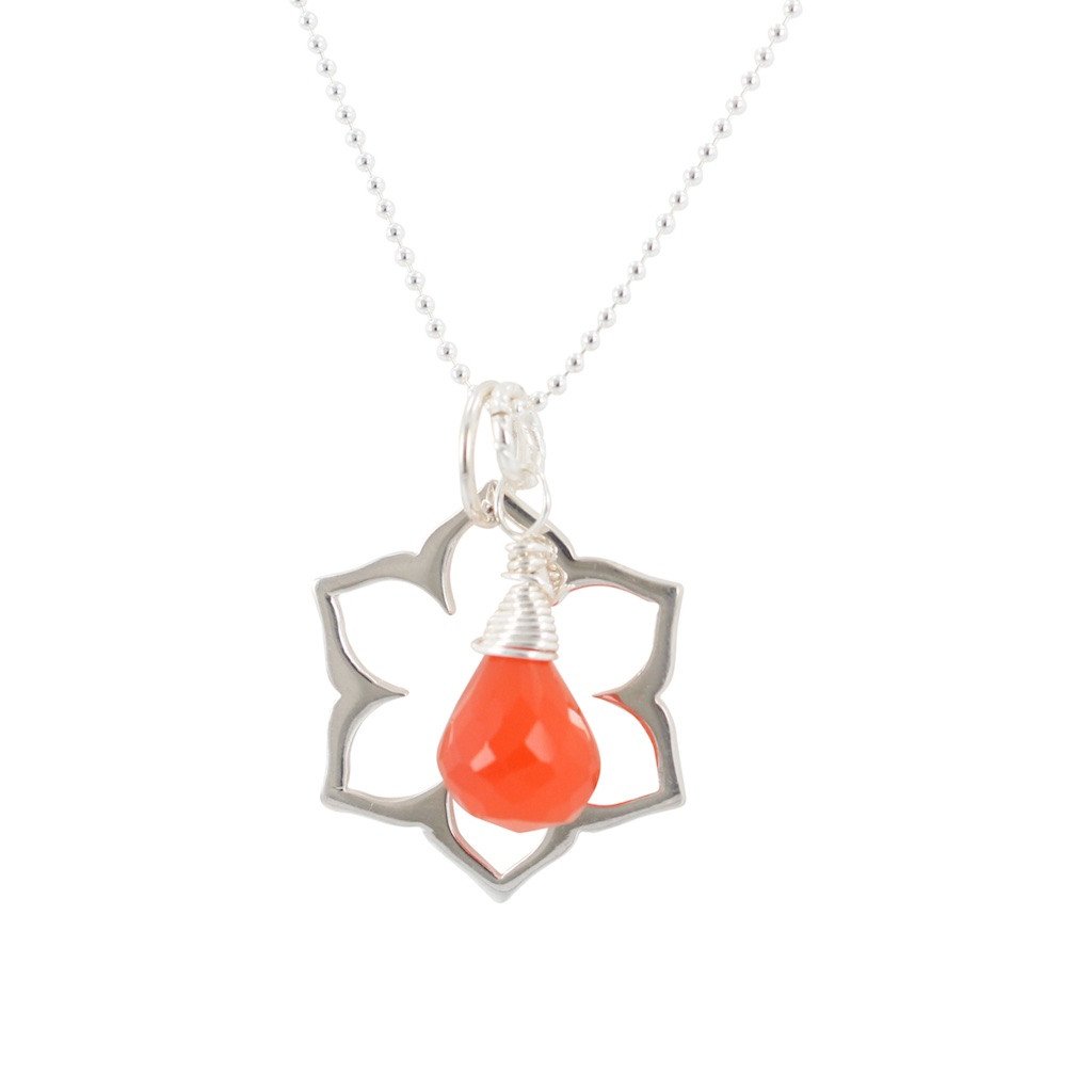 Sacral Chakra Necklace in Carnelian & Sterling Silver, #6729-ss