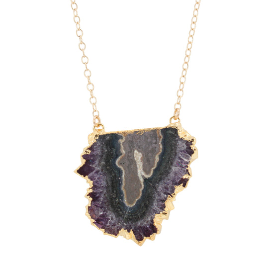 Amethyst Stalactite Gemstone Necklace on a 22 Inch Chain, #6313-yg