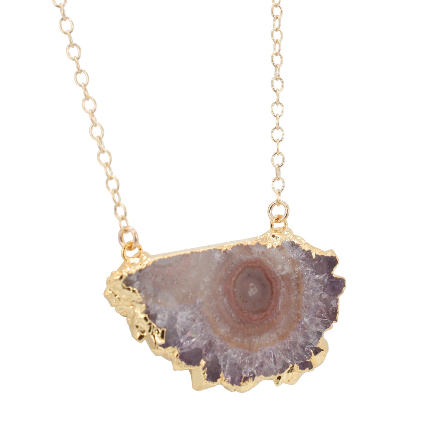 Amethyst Stalactite Gemstone Necklace on a 22 Inch Chain, #6314-yg