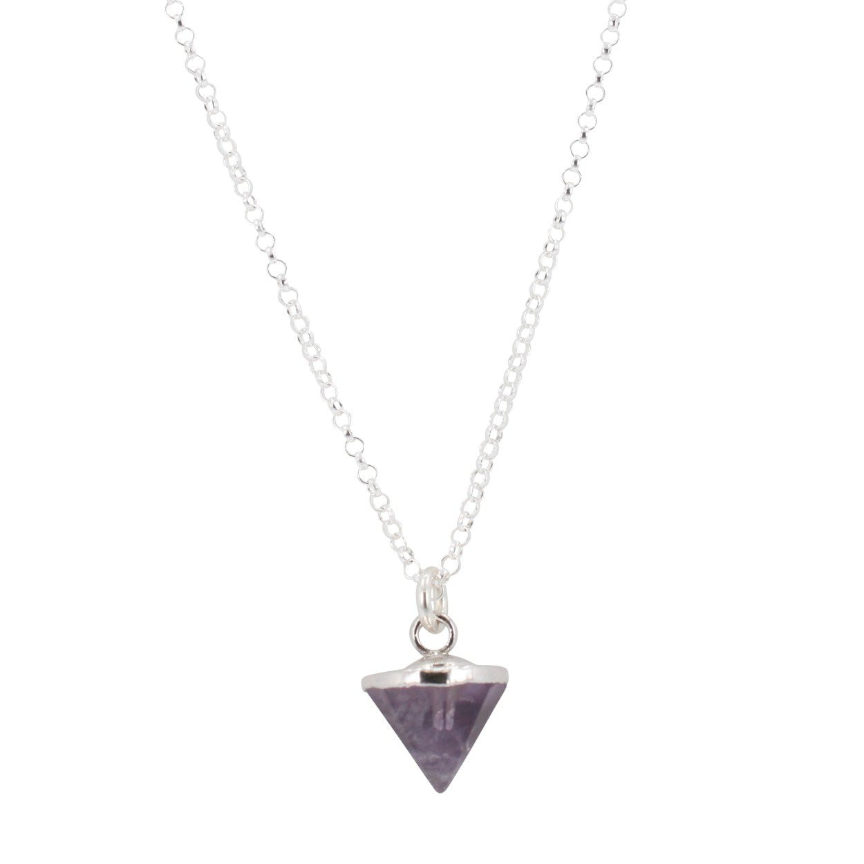 Silver Gemstone Spike Necklace in Stone Choice, #6451-ss