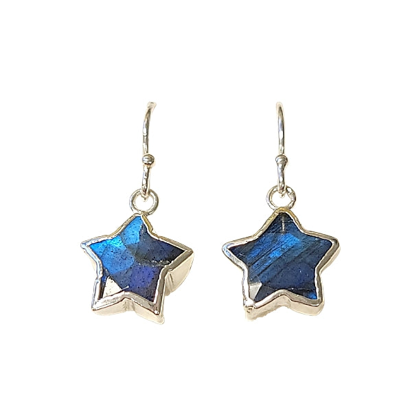 Star Shape Gemstone Earrings in Sterling Silver, Stone Choice, #8158-ss