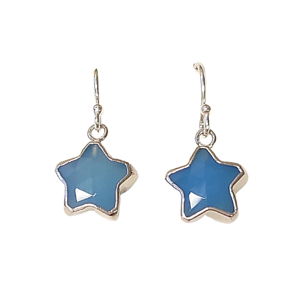 Star Shape Gemstone Earrings in Sterling Silver, Stone Choice, #8158-ss