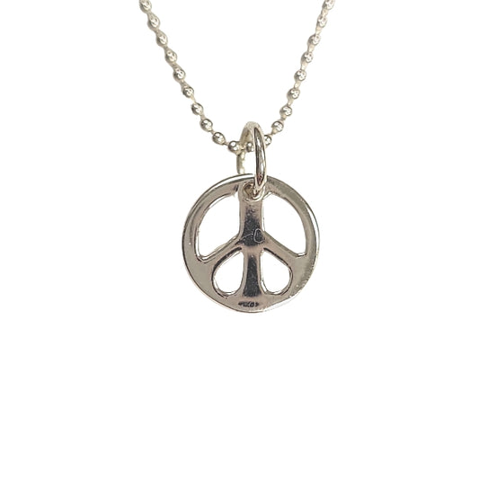 Small Peace Sign Necklace in Sterling Silver 16", 18" or 20" Inches, #6131