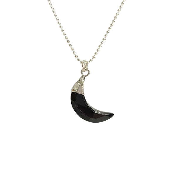 Now in 18" or 20"!  Crescent Moon Gemstone Necklace in Sterling Silver, 12 Stone Choice, #6101-ss