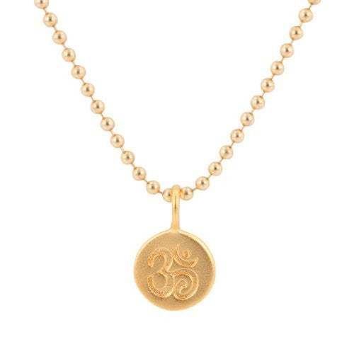 Tiny Round Om (Aum) Necklace, #7033-yg