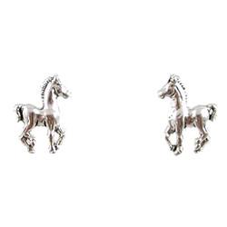 Tiny & Cute Horse Pony Stud Earrings in Sterling Silver #2516S