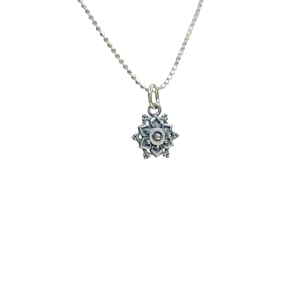 Petite Lotus Mandala Necklace in Sterling Silver, #6116