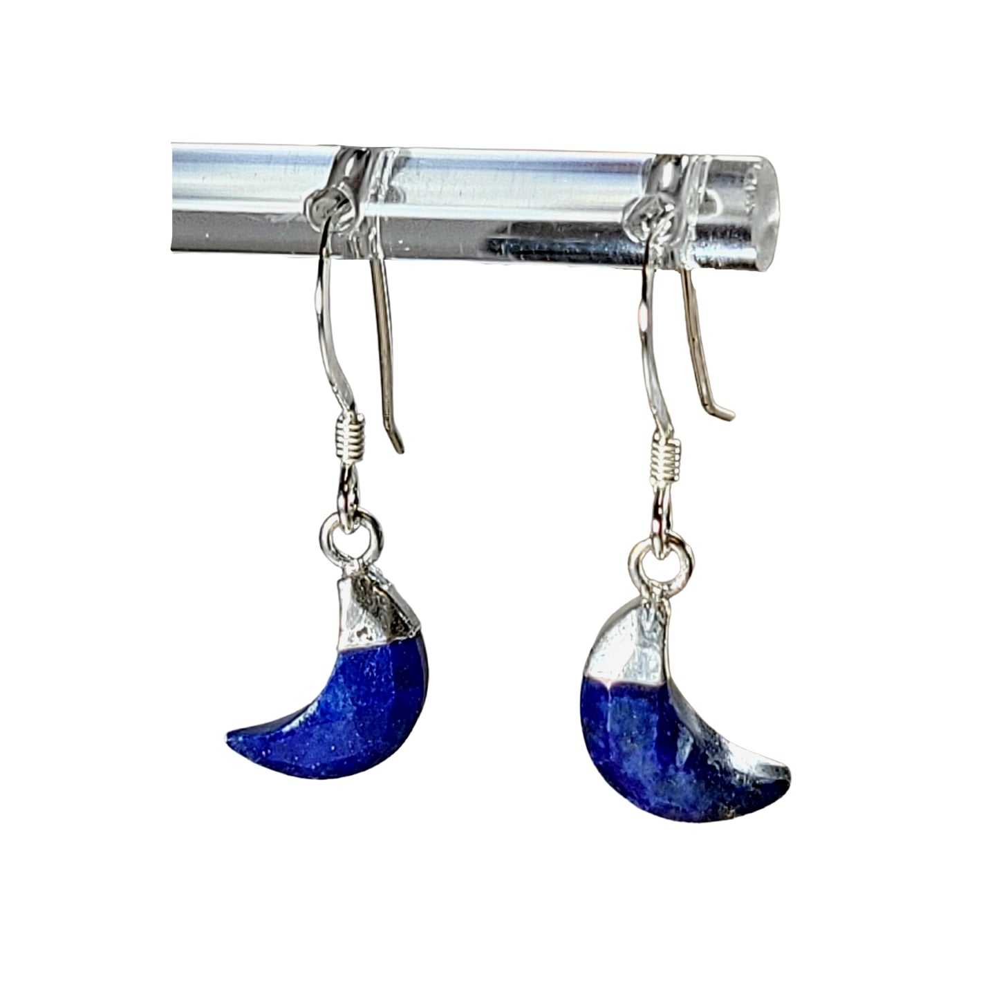 Small Crescent Moon Gemstone Earrings in Sterling Silver, Stone Choice, #8101-ss