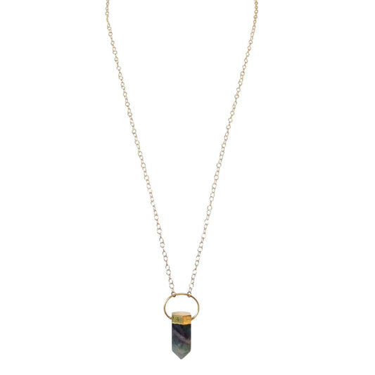 Fluorite Point Gemstone Necklace on 32" Chain, #6353-yg